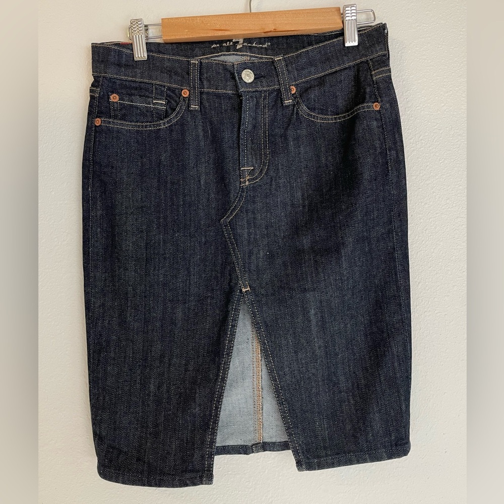 7 For All Mankind Denim Pencil Slit Skirt